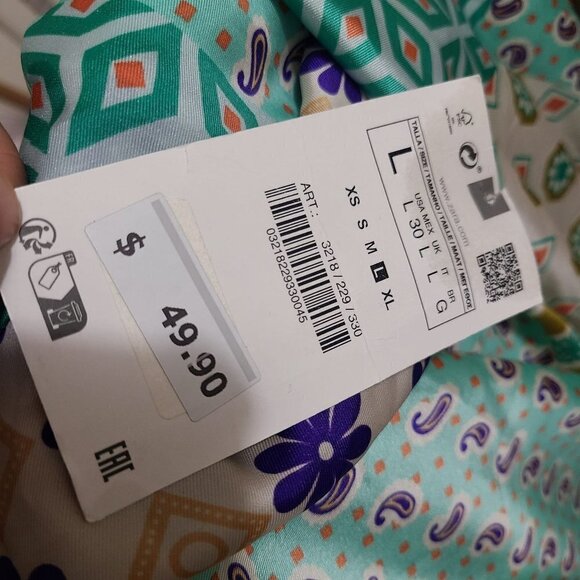 ZARA CROPPED TROUSERS WITH PATCHWORK PRINT MULTICOLORED SIZE L | 3218/229 - Picture 5 of 5